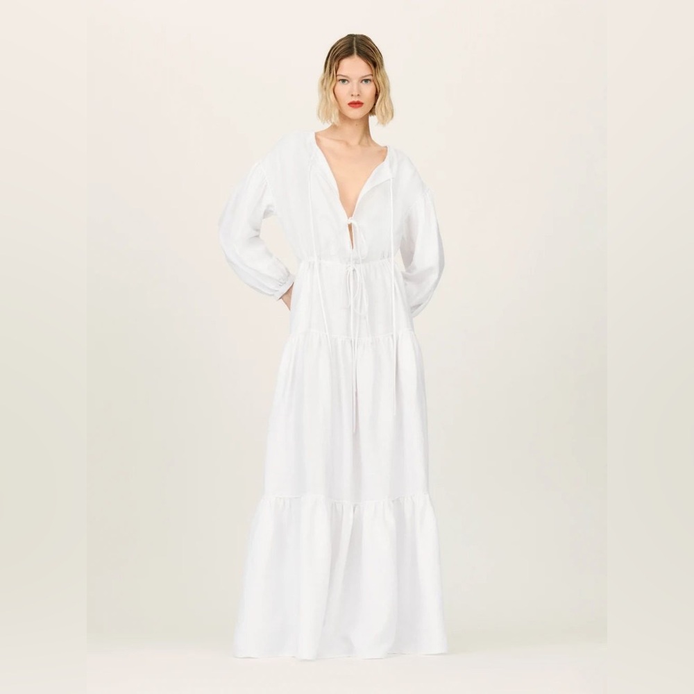 Reformation The Collection Cambridge Linen Dress in White Size S